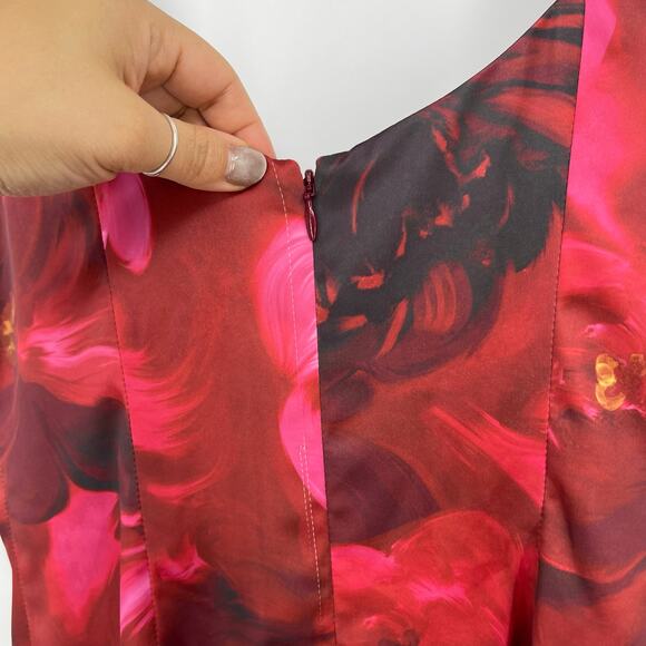 Lovers and Friends | NWT Carpenter Mini Dress in Rhoda Floral Multi Red Satin M - Picture 8 of 11